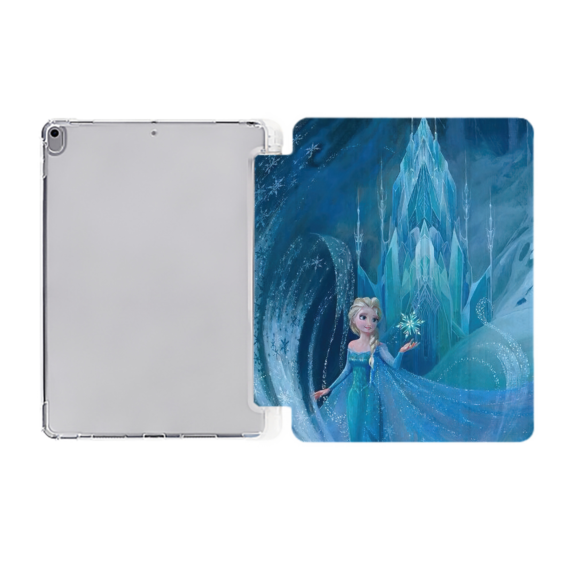 （画像用） アナと雪の女王 アンナ エルサ Frozen Anna Elsa IPad ケース ペン収納付き 三つ折りスタンド PUレザー×シリコン 対応機種9.5/10.5/10.9インチ